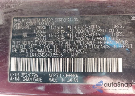 2006 Scion Xb из США, поврежденный, VIN JTLKT324264035596